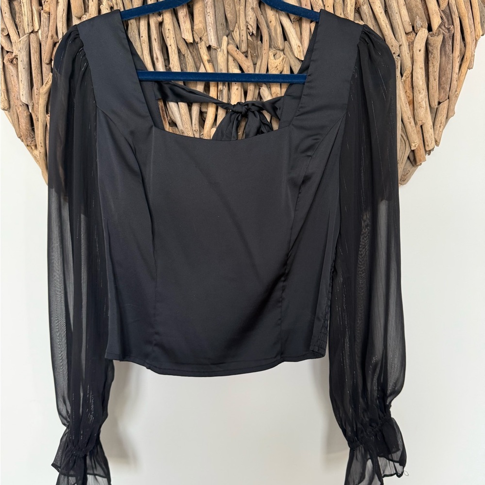 Elegant Black Sheer Sleeve Top
